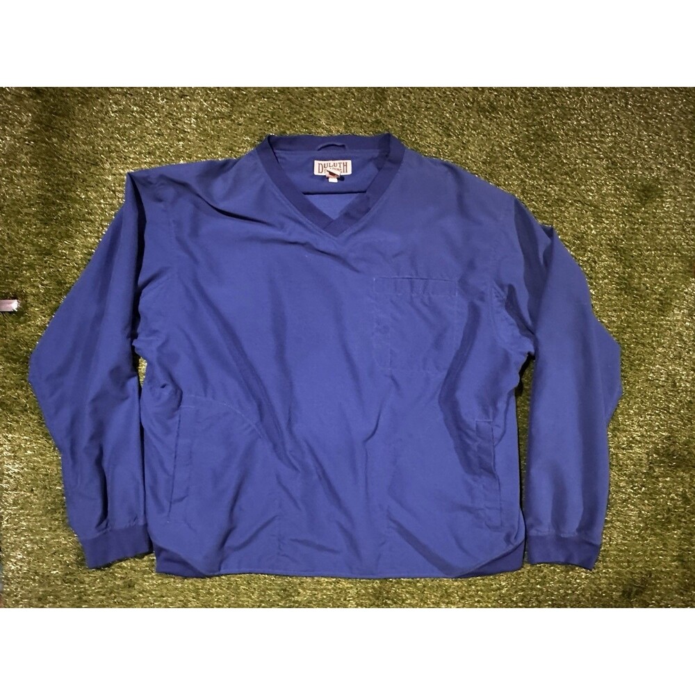Duluth Trading Co Blue V-Neck Pullover Windbreaker Size 2XL Relaxed Fit